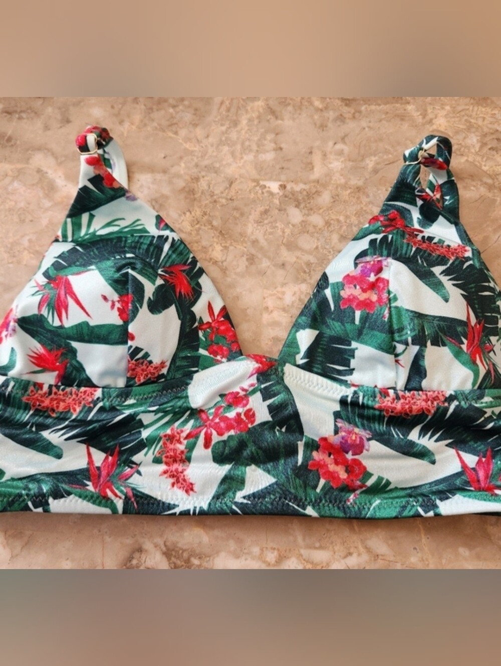 S M XL VS Swim Long Line Triangle Bikini Top Tropical Island Getaway